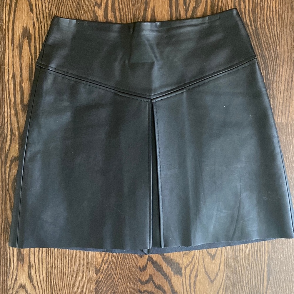 Club Monaco Mini Black Leather Skirt